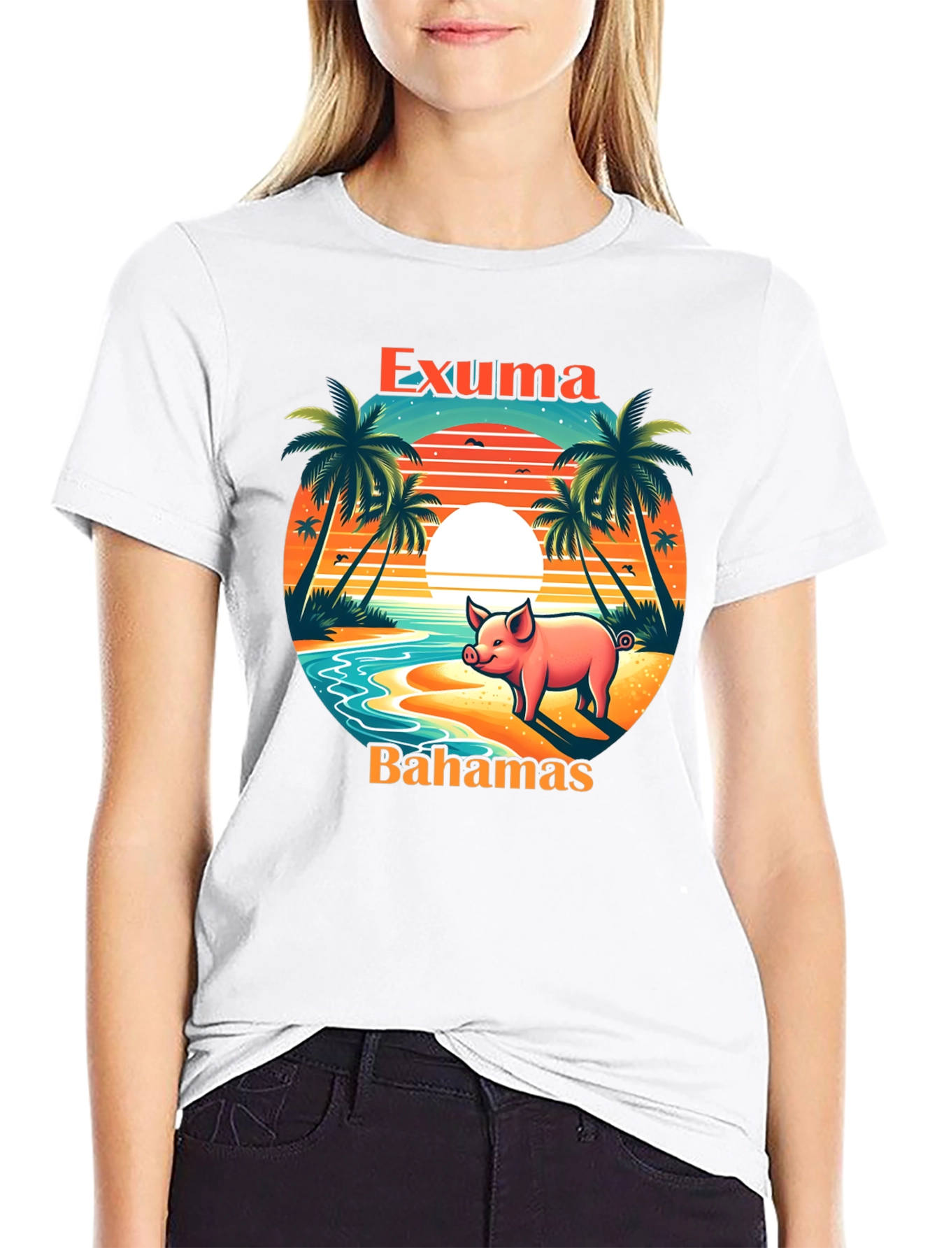 Exuma Bahamas Pig T-Shirt - Tropical Beach Design