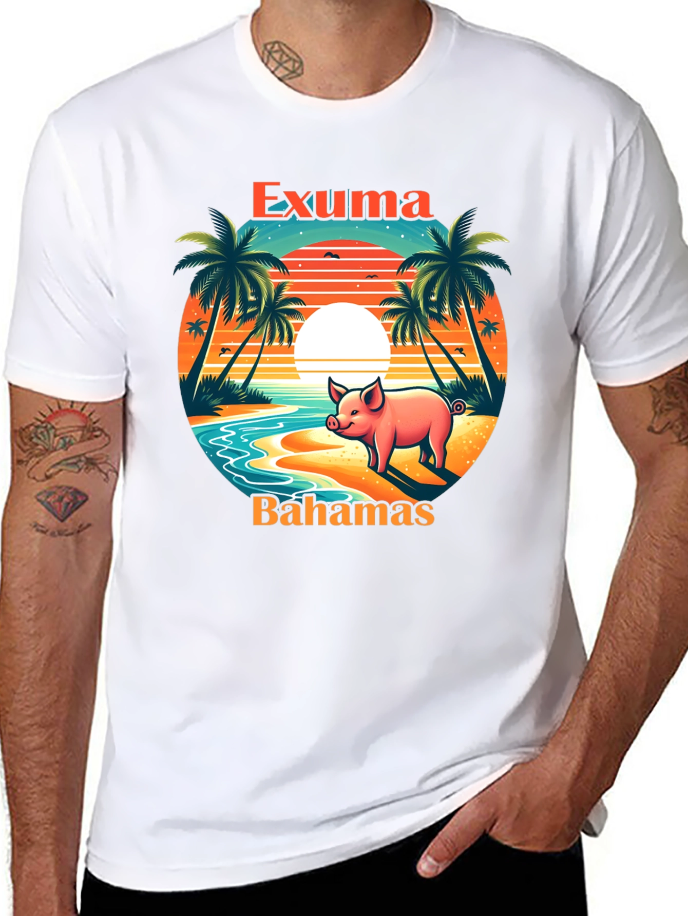 Exuma Bahamas Pig T-Shirt - Tropical Beach Design