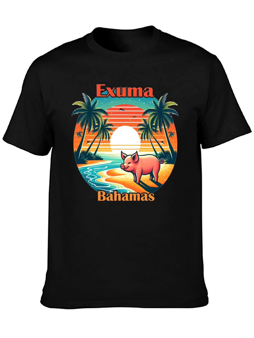 Exuma Bahamas Pig T-Shirt - Tropical Beach Design