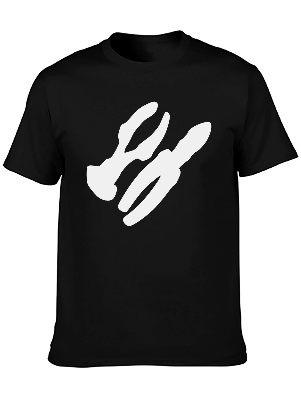 Abstract White Graphic Print Black T-Shirt