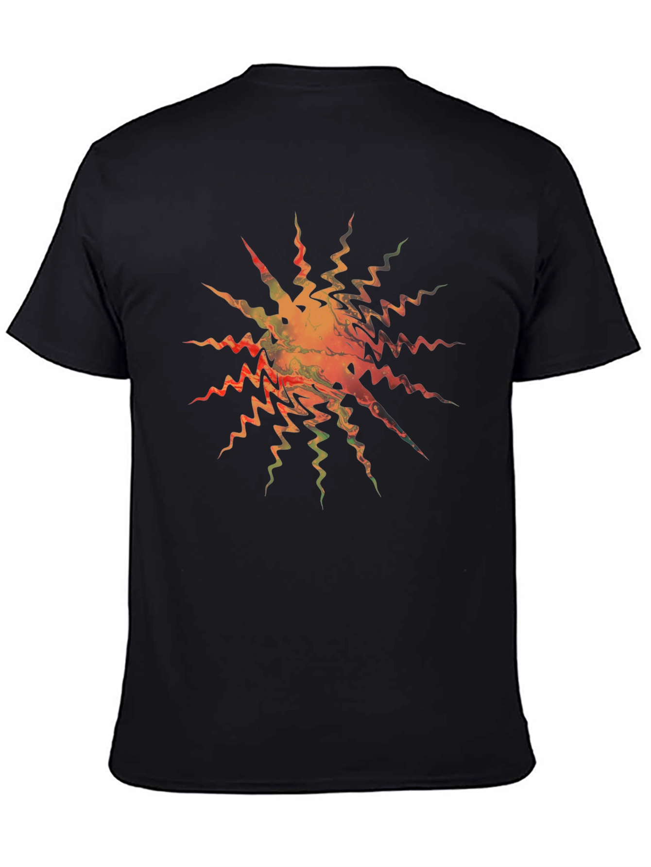Abstract Zigzag Sunburst Black T-Shirt