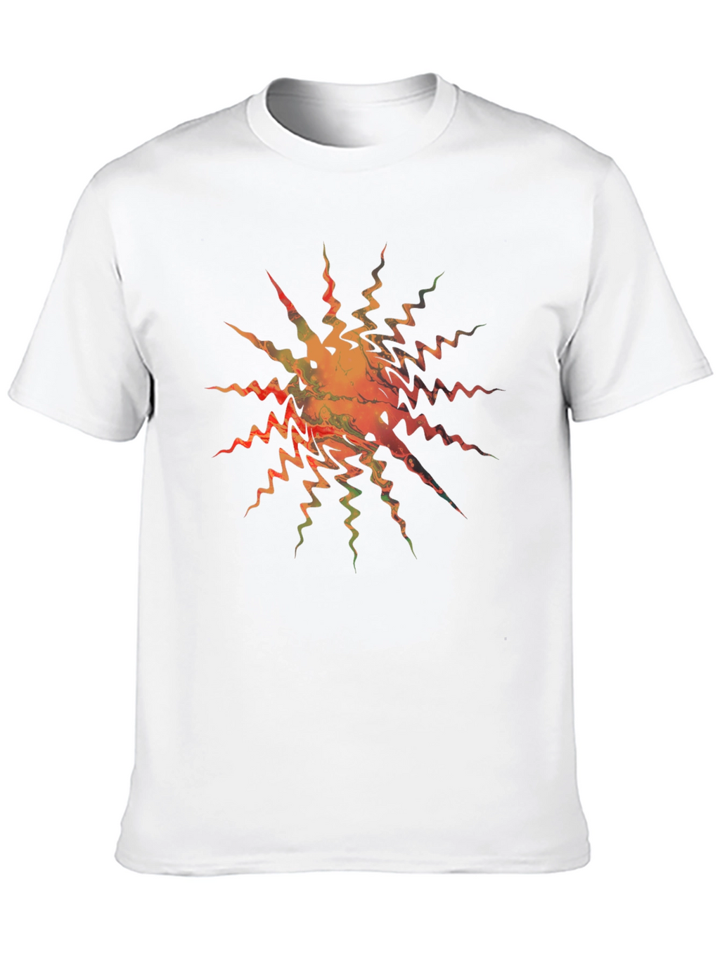 Abstract Zigzag Sunburst Black T-Shirt