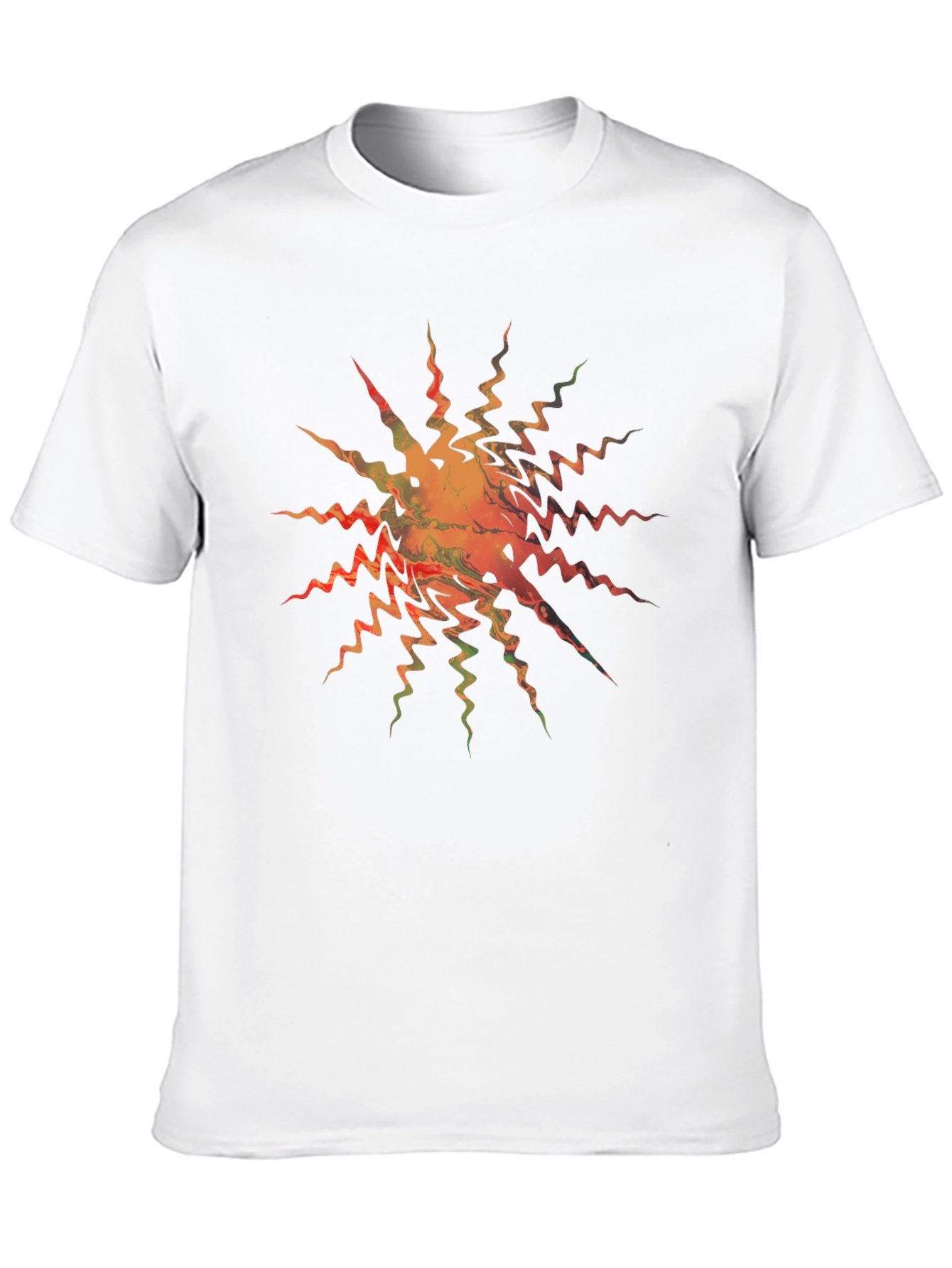 Abstract Zigzag Sunburst Black T-Shirt