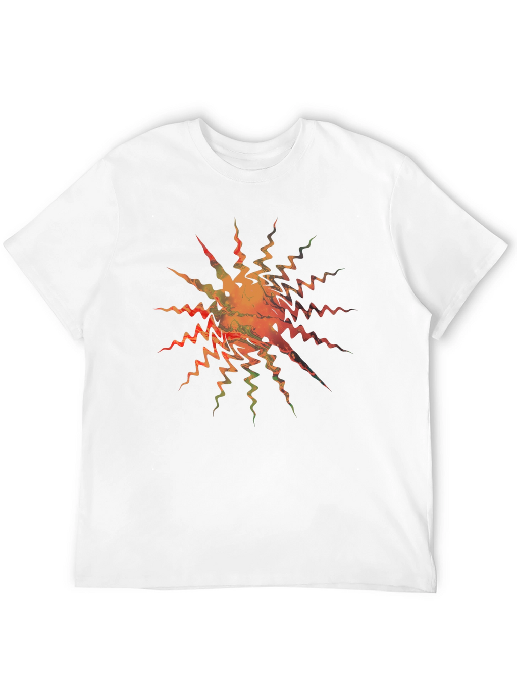 Abstract Zigzag Sunburst Black T-Shirt