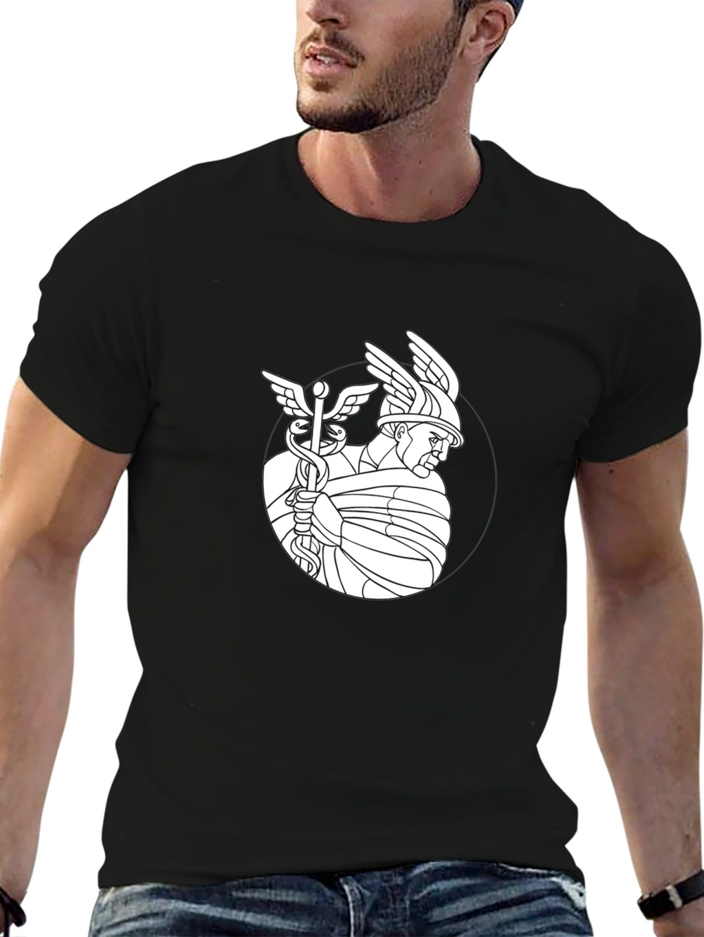 Hermes Graphic Tee - Stylish Black T-Shirt
