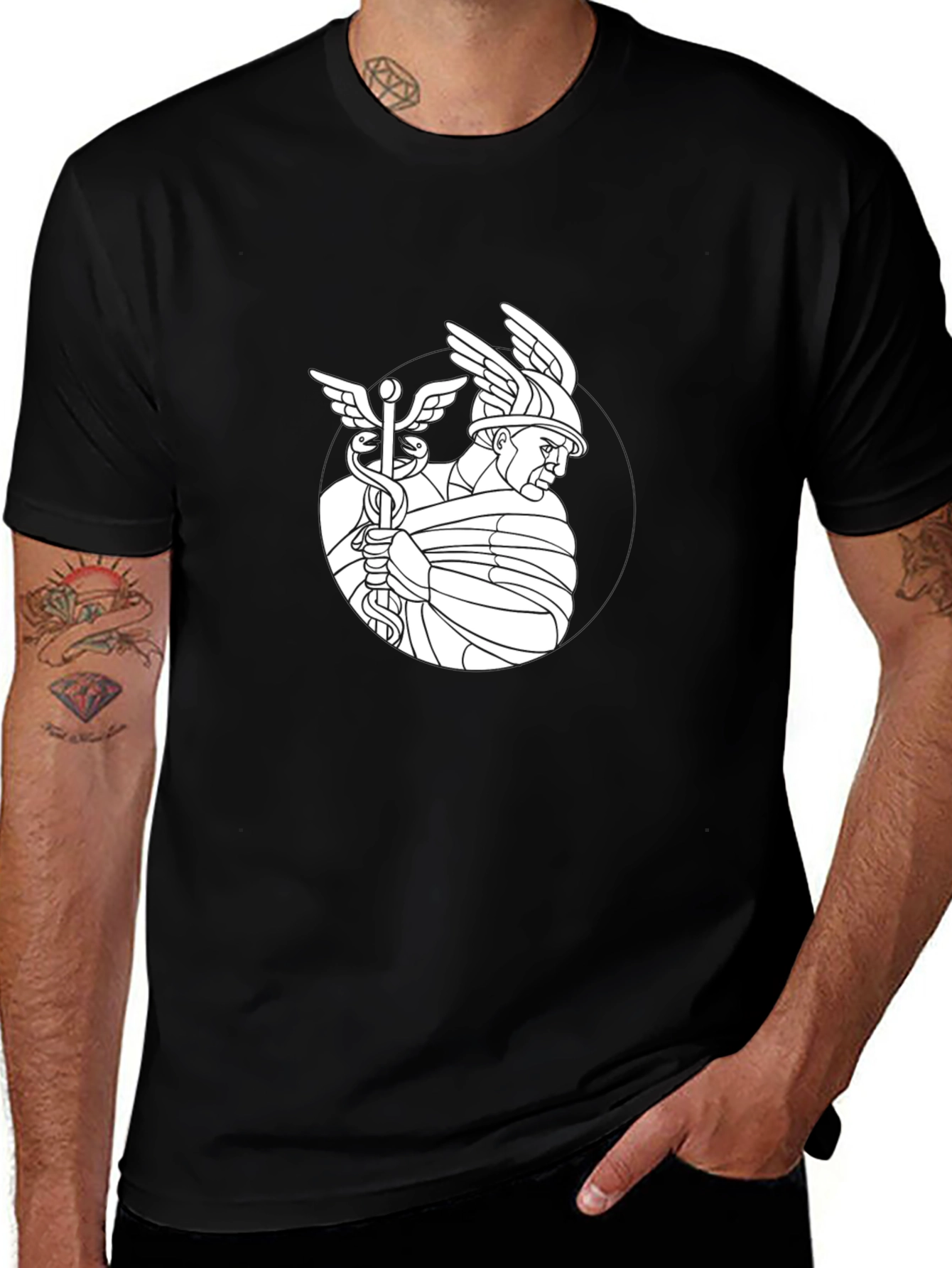 Hermes Graphic Tee - Stylish Black T-Shirt