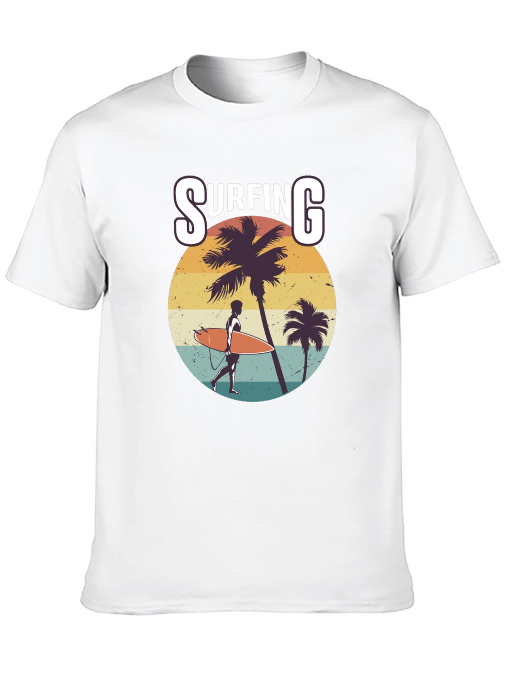 Surfing Graphic Print Black T-Shirt