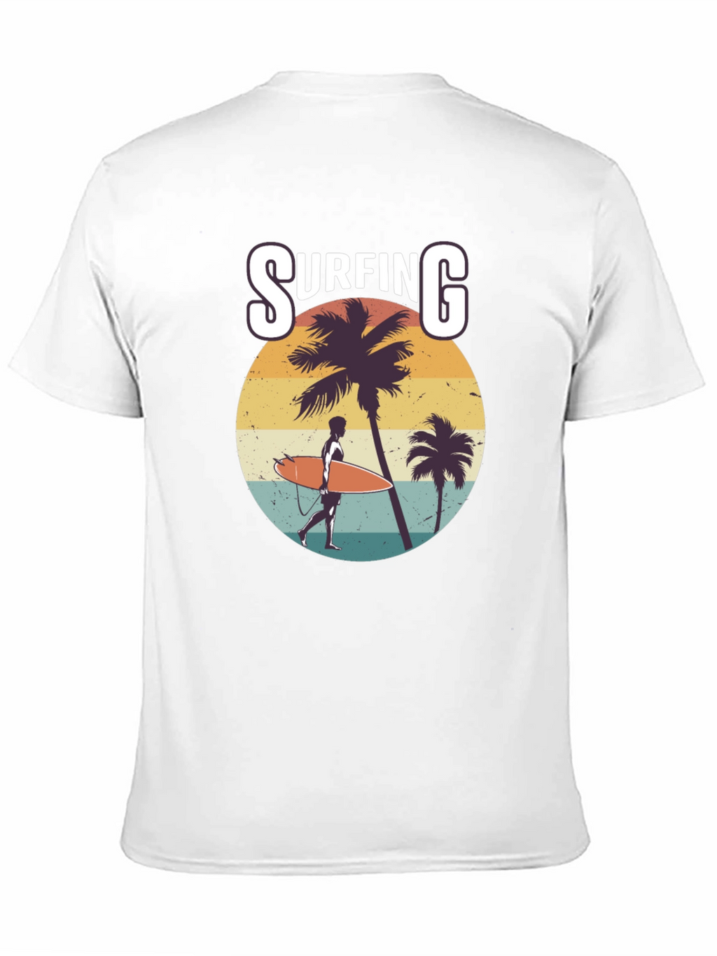 Surfing Graphic Print Black T-Shirt