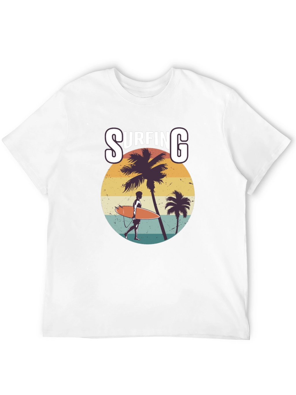 Surfing Graphic Print Black T-Shirt