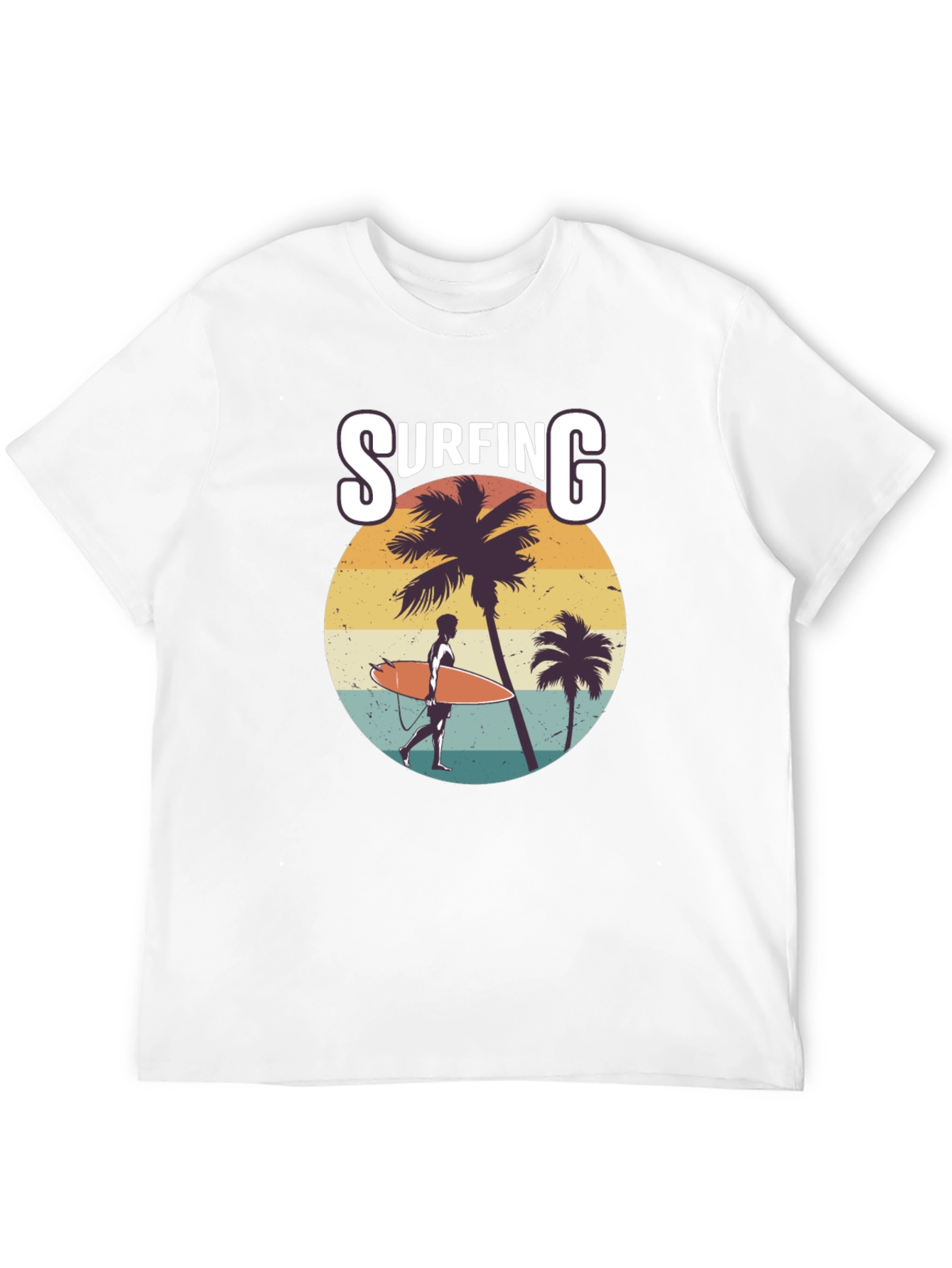 Surfing Graphic Print Black T-Shirt