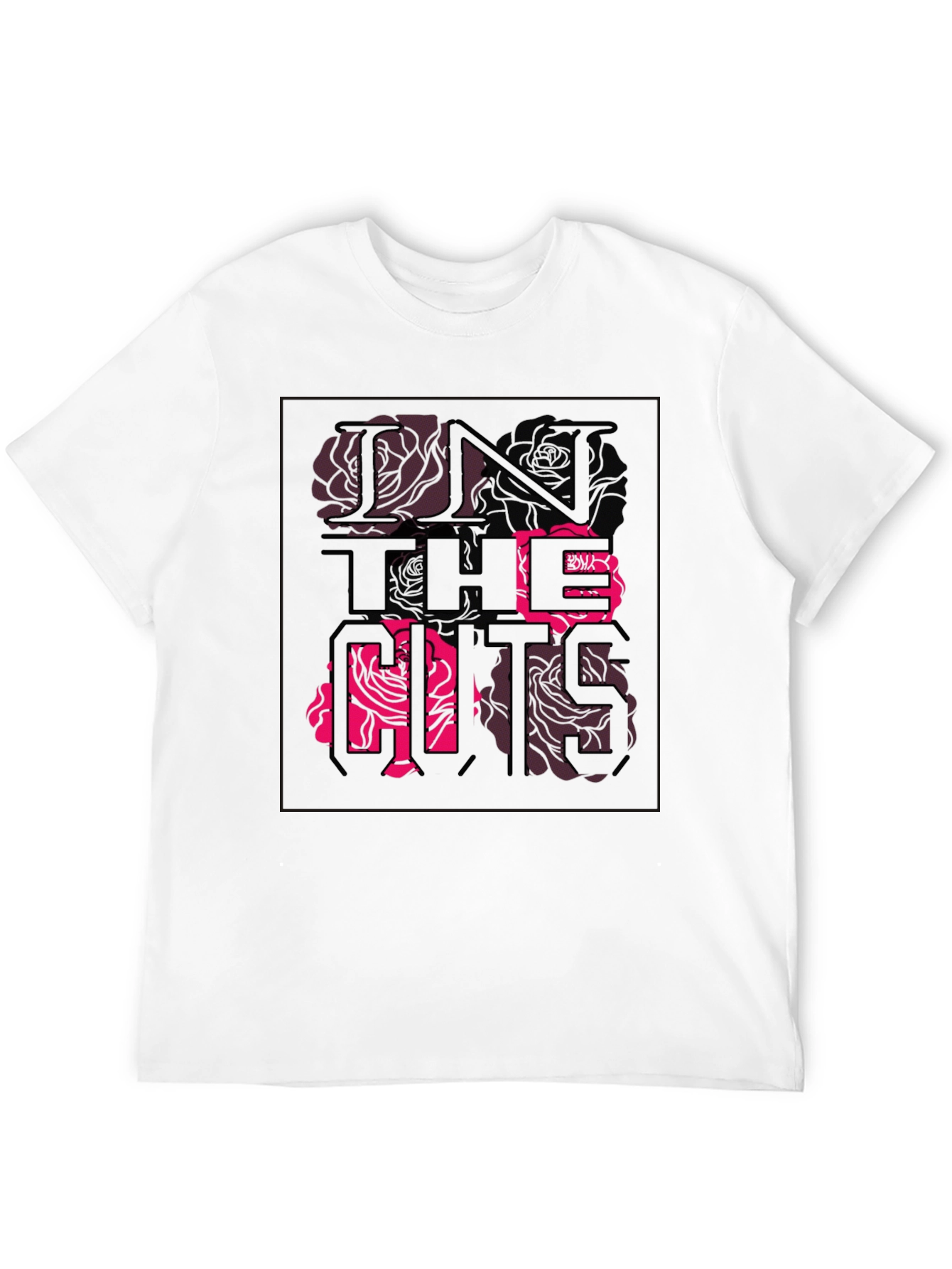 Stylish Black Graphic Tee - Rose Text Design