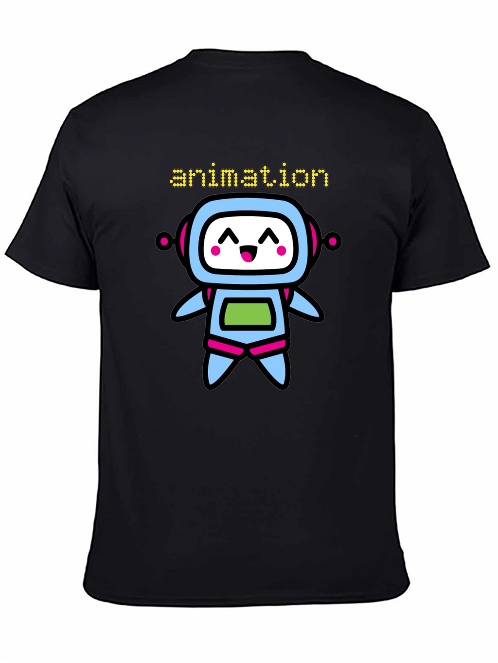 Animation Robot Graphic Black T-Shirt