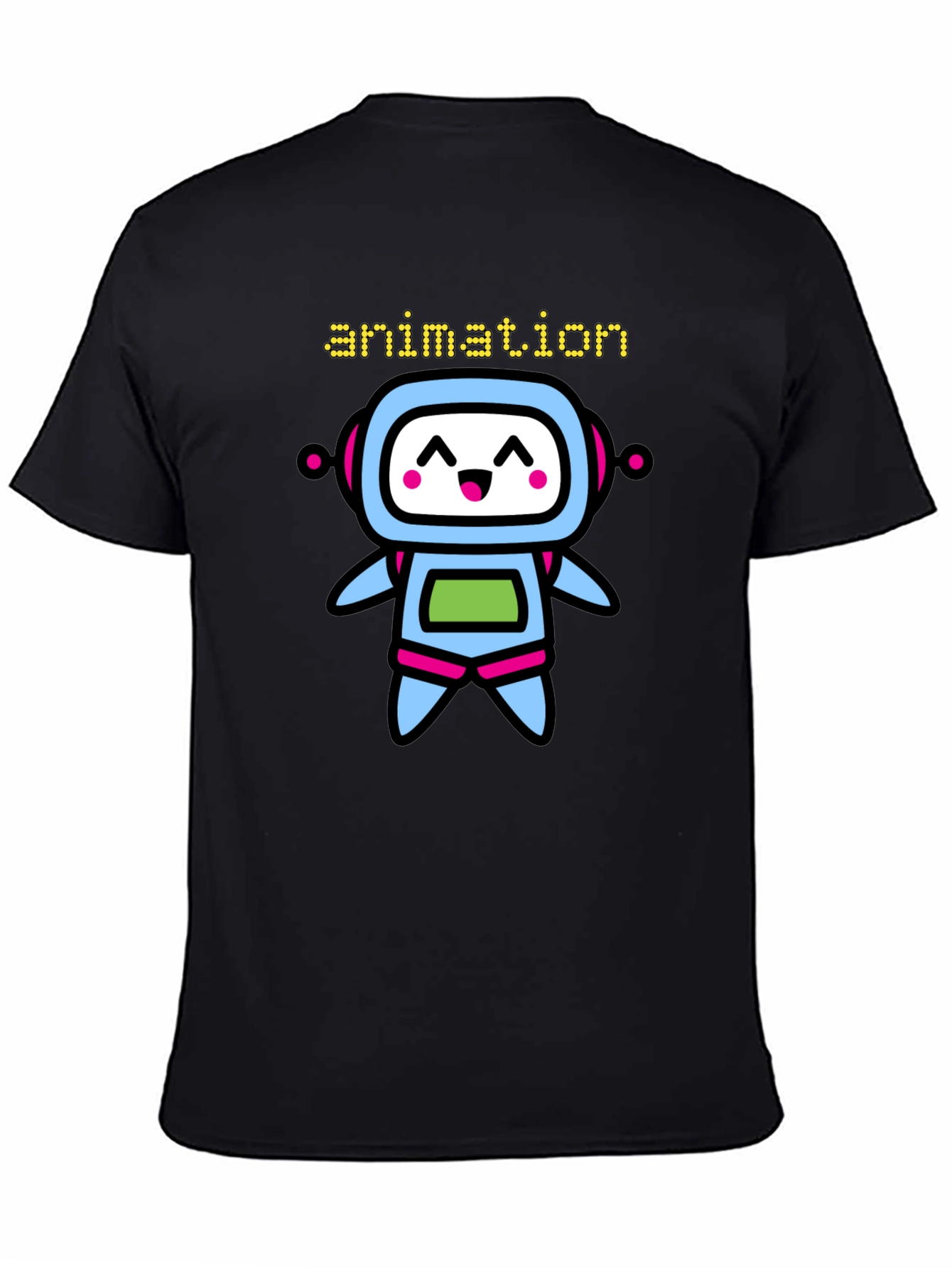 Animation Robot Graphic Black T-Shirt