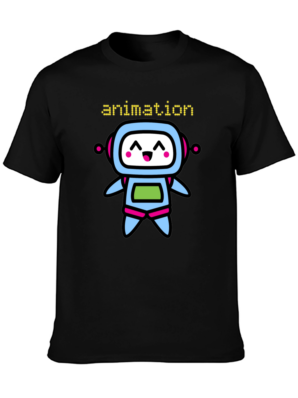 Animation Robot Graphic Black T-Shirt