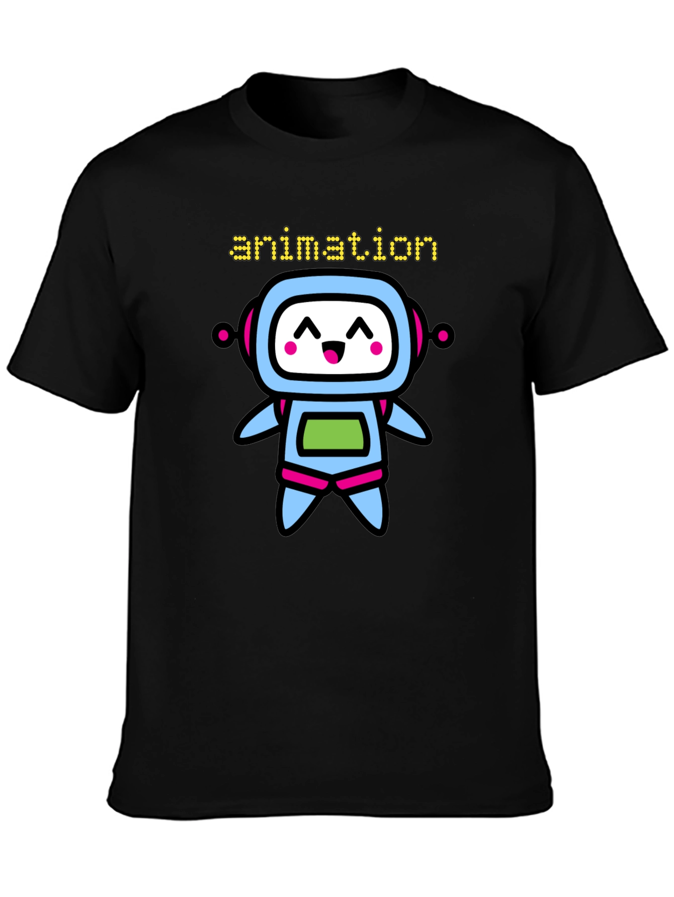 Animation Robot Graphic Black T-Shirt