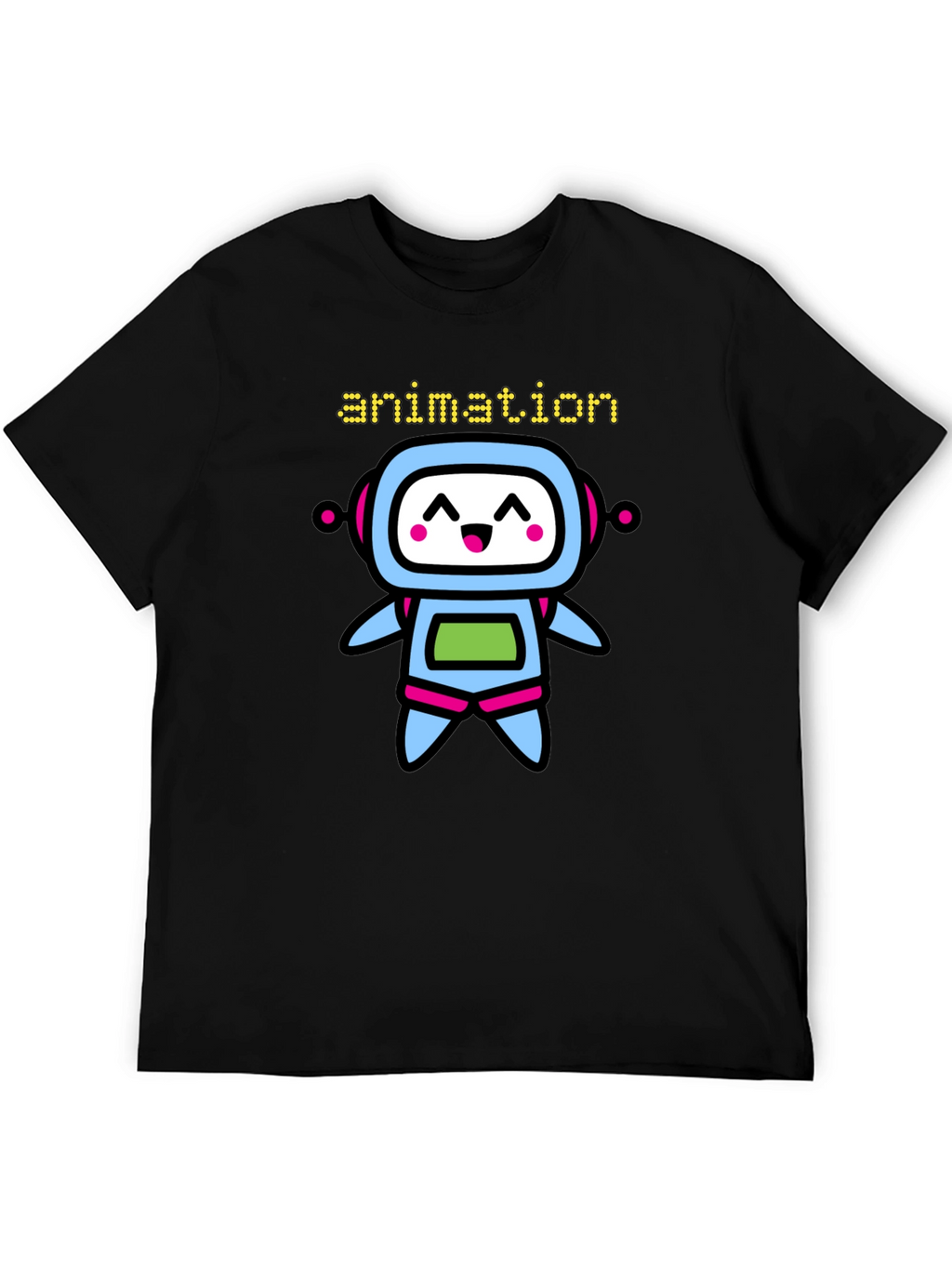 Animation Robot Graphic Black T-Shirt