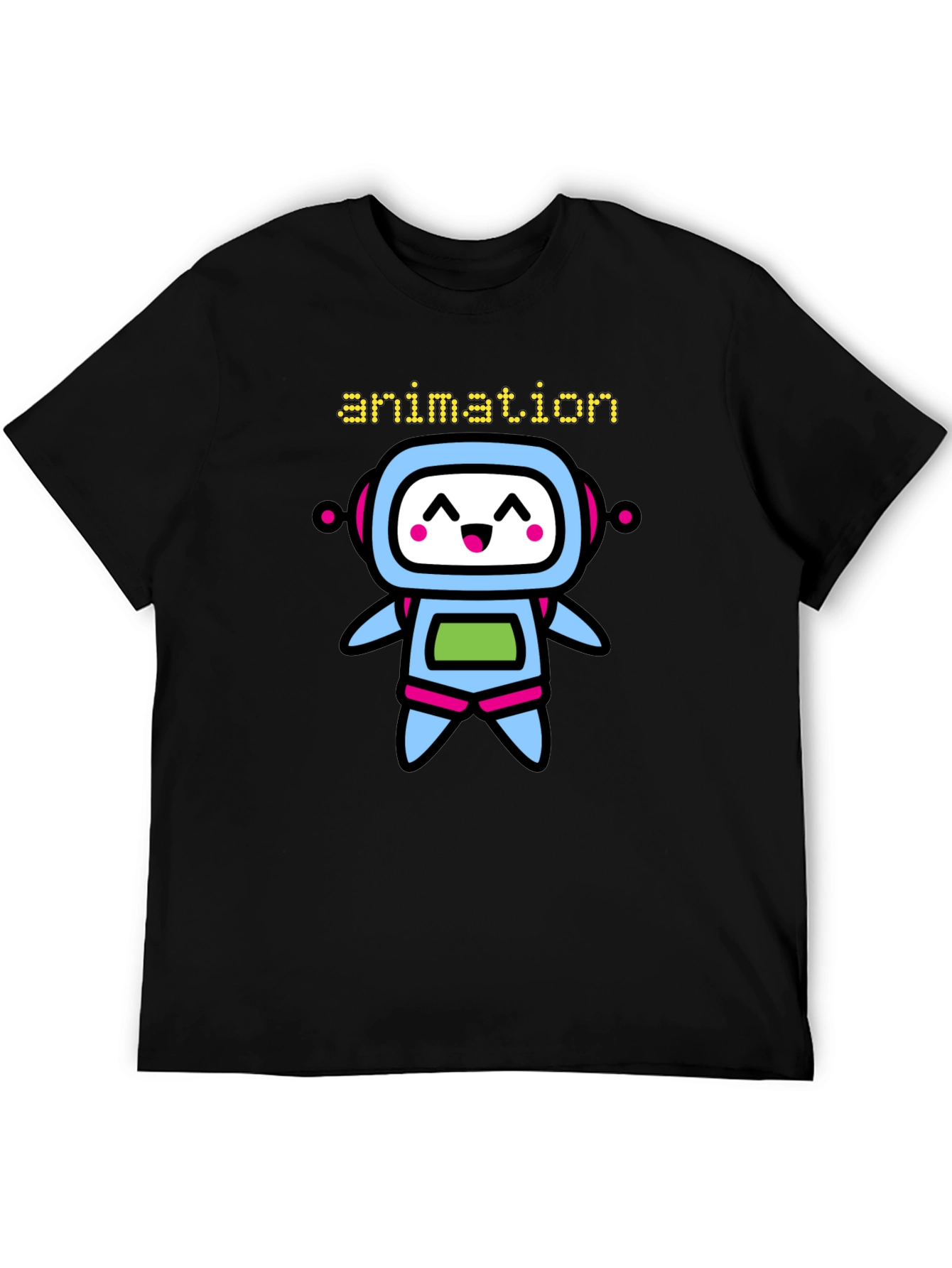Animation Robot Graphic Black T-Shirt