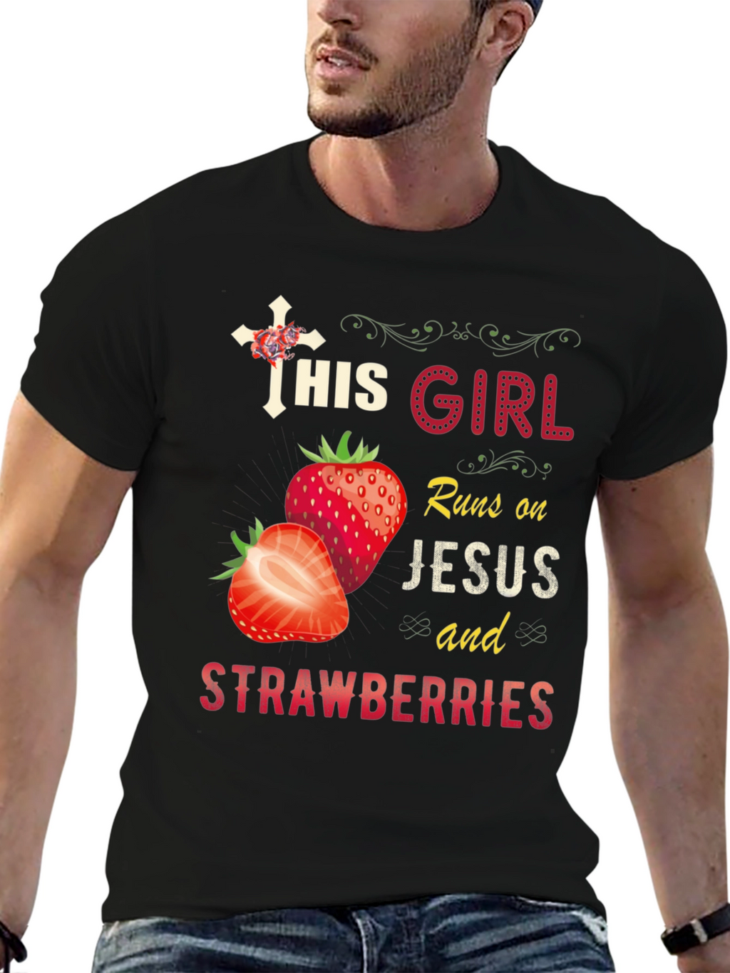 This Girl Runs on Jesus and Strawberries T-Shirt