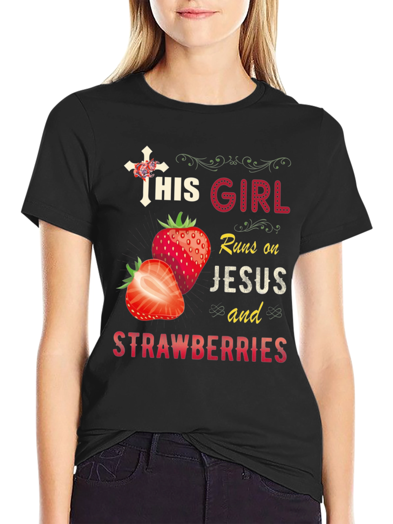 This Girl Runs on Jesus and Strawberries T-Shirt