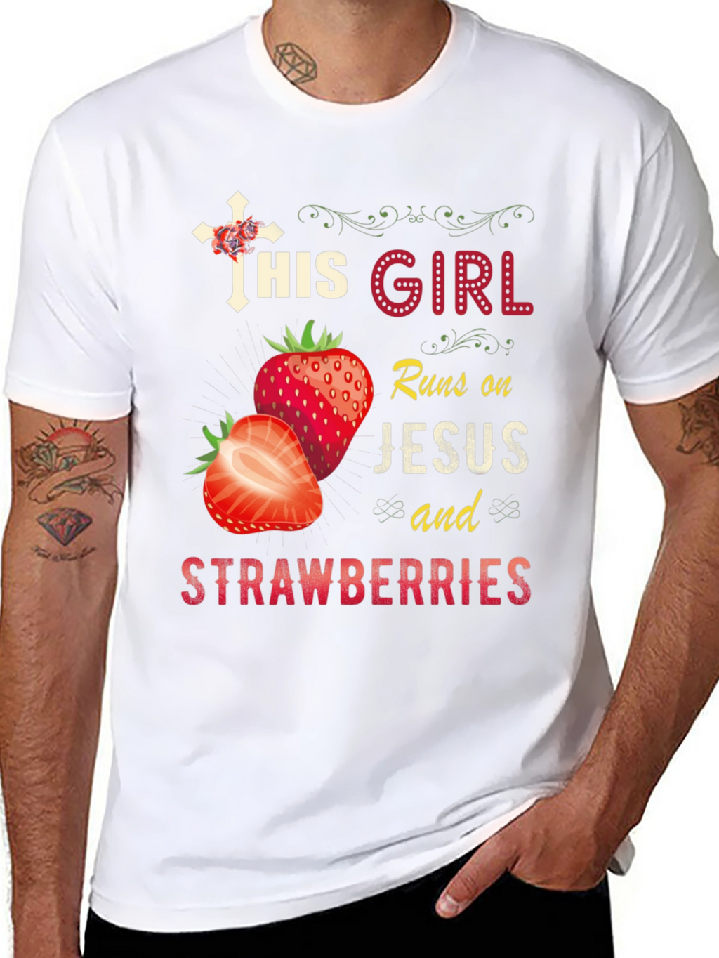 This Girl Runs on Jesus and Strawberries T-Shirt