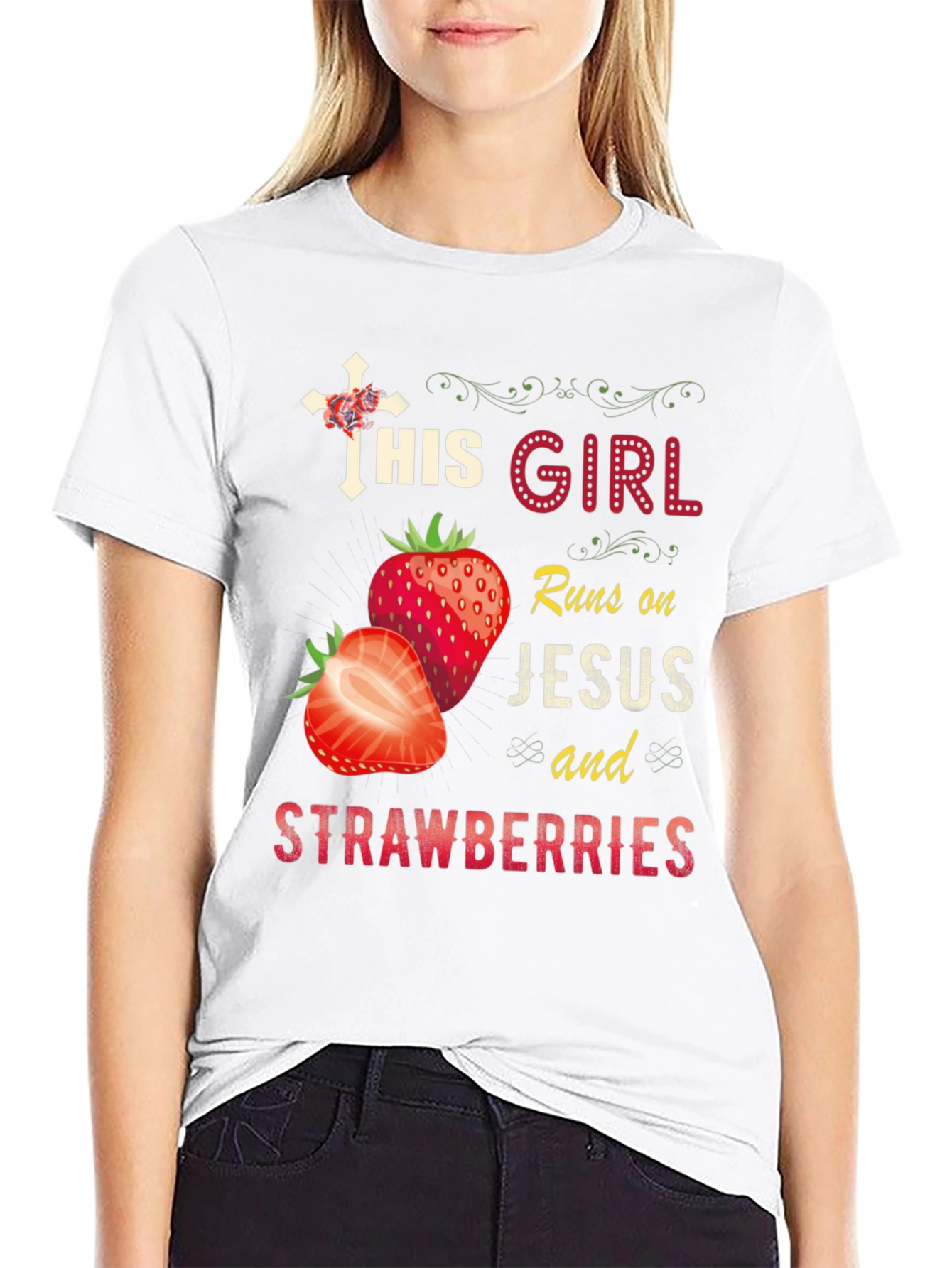 This Girl Runs on Jesus and Strawberries T-Shirt