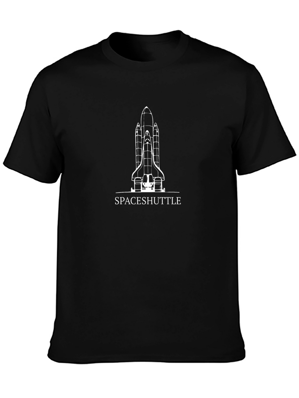 Space Shuttle Graphic Print Black T-Shirt