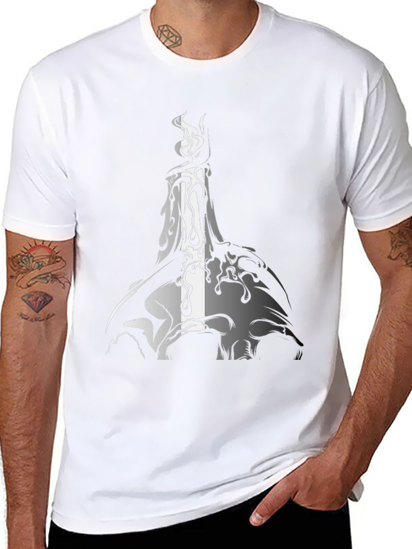 Melting Candle Graphic Print Black T-Shirt