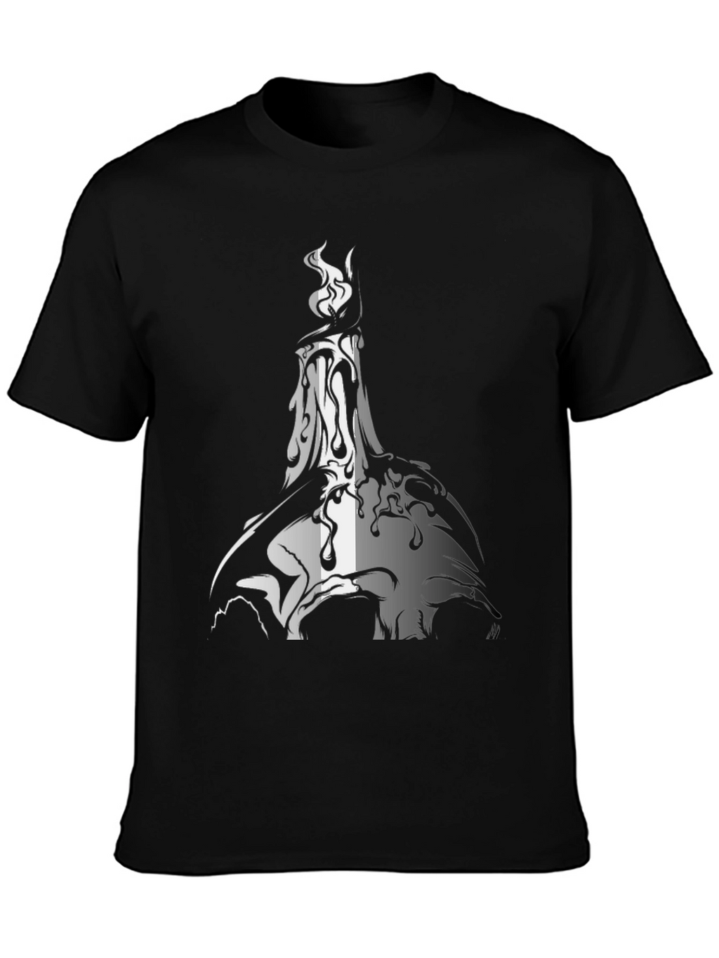 Melting Candle Graphic Print Black T-Shirt