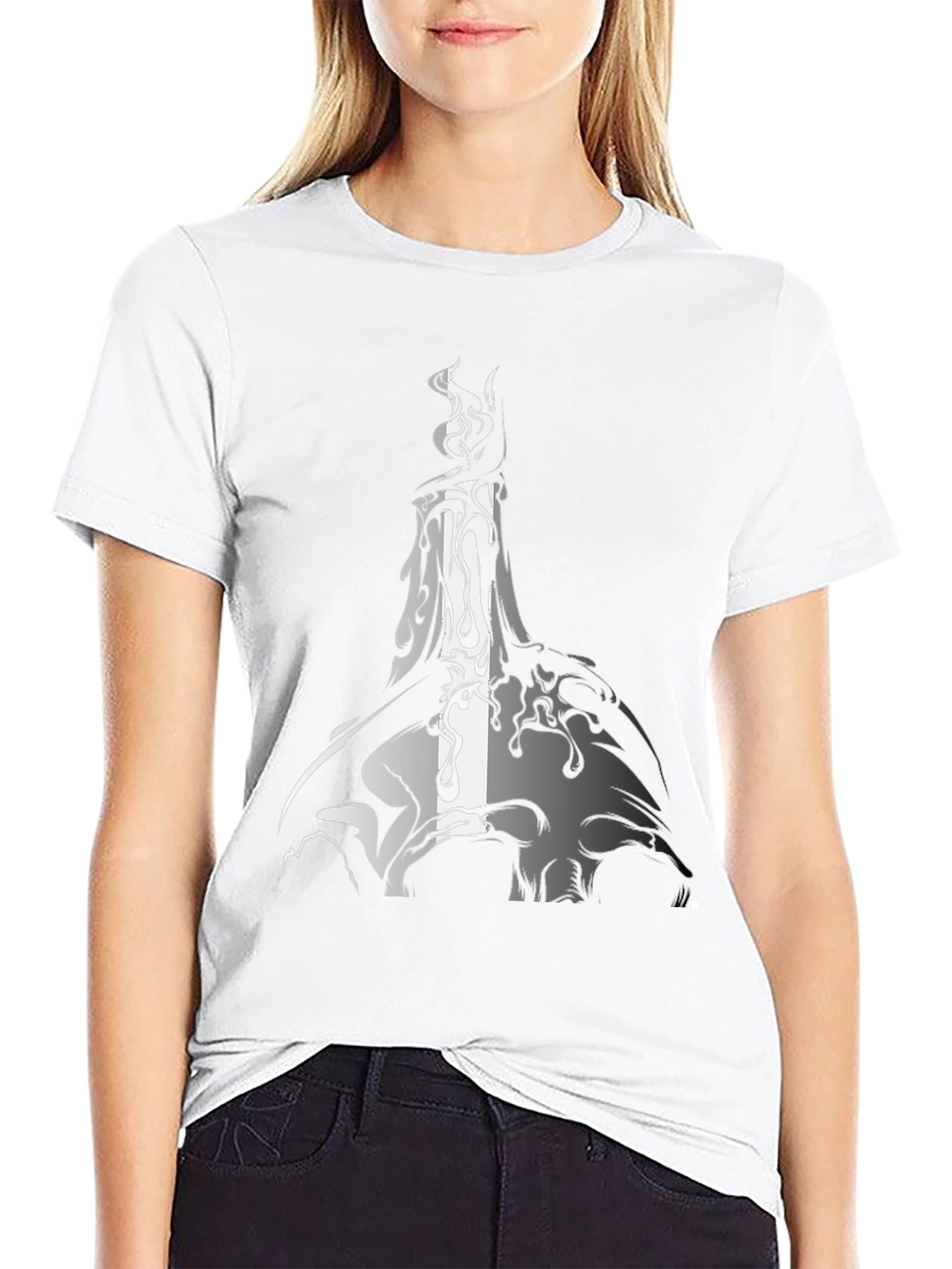 Melting Candle Graphic Print Black T-Shirt