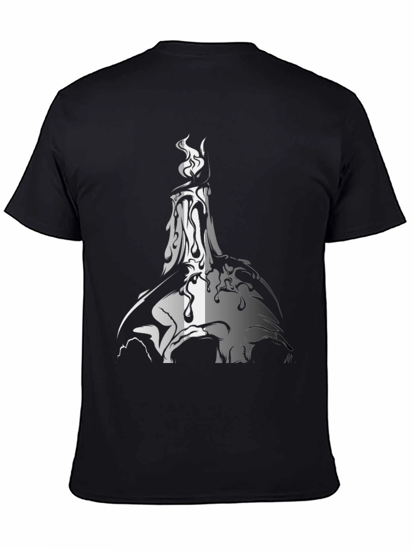 Melting Candle Graphic Print Black T-Shirt