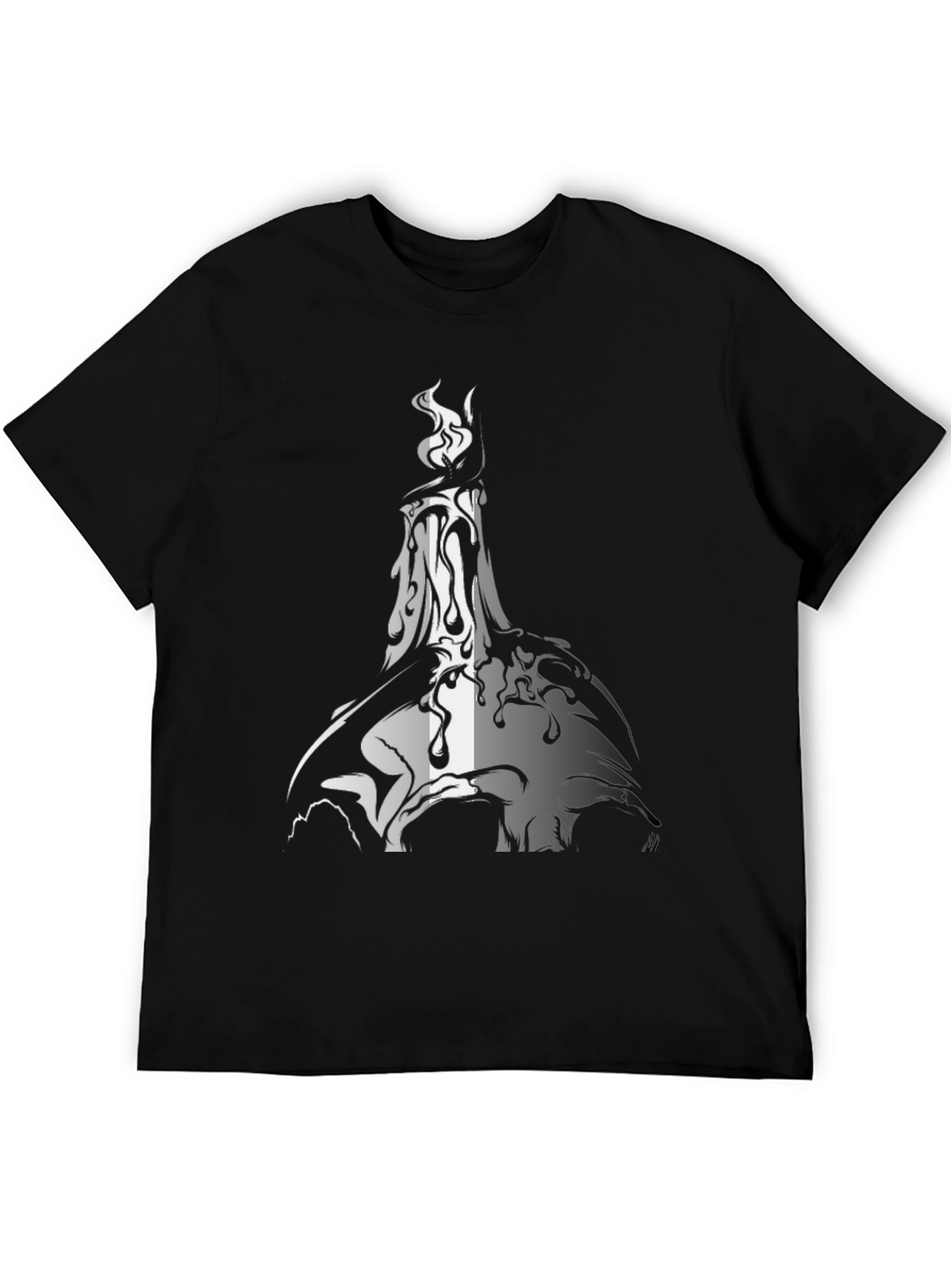 Melting Candle Graphic Print Black T-Shirt