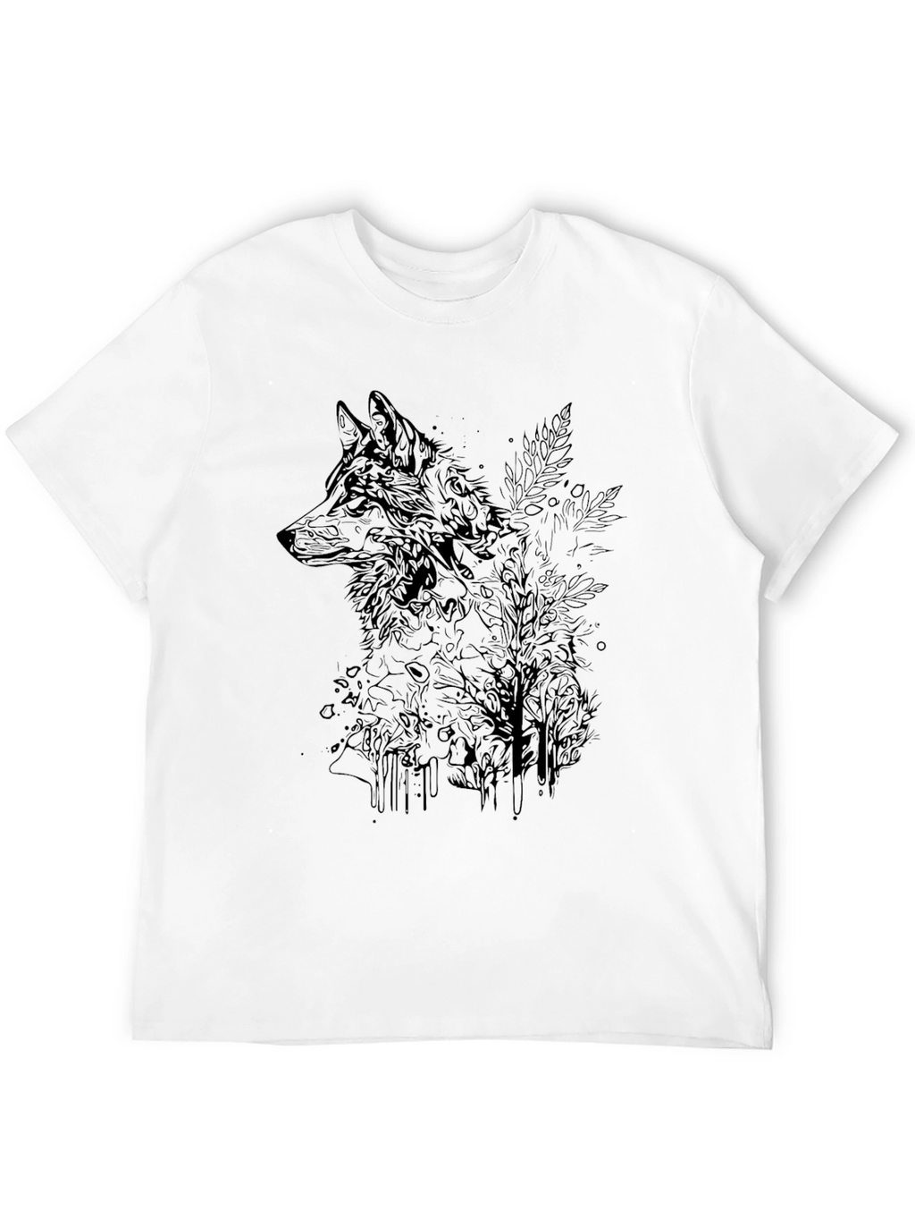 Mens Black Graphic Tee - Wolf & Woods Design