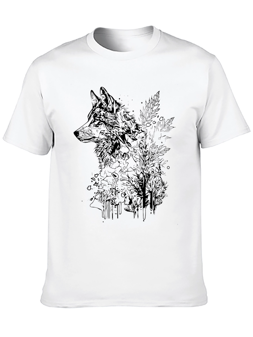 Mens Black Graphic Tee - Wolf & Woods Design
