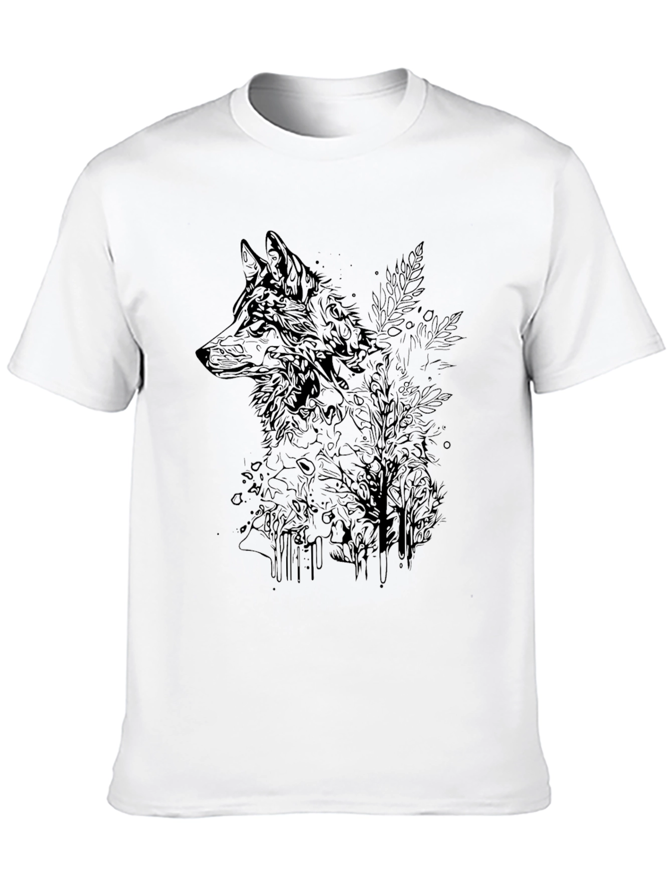 Mens Black Graphic Tee - Wolf & Woods Design