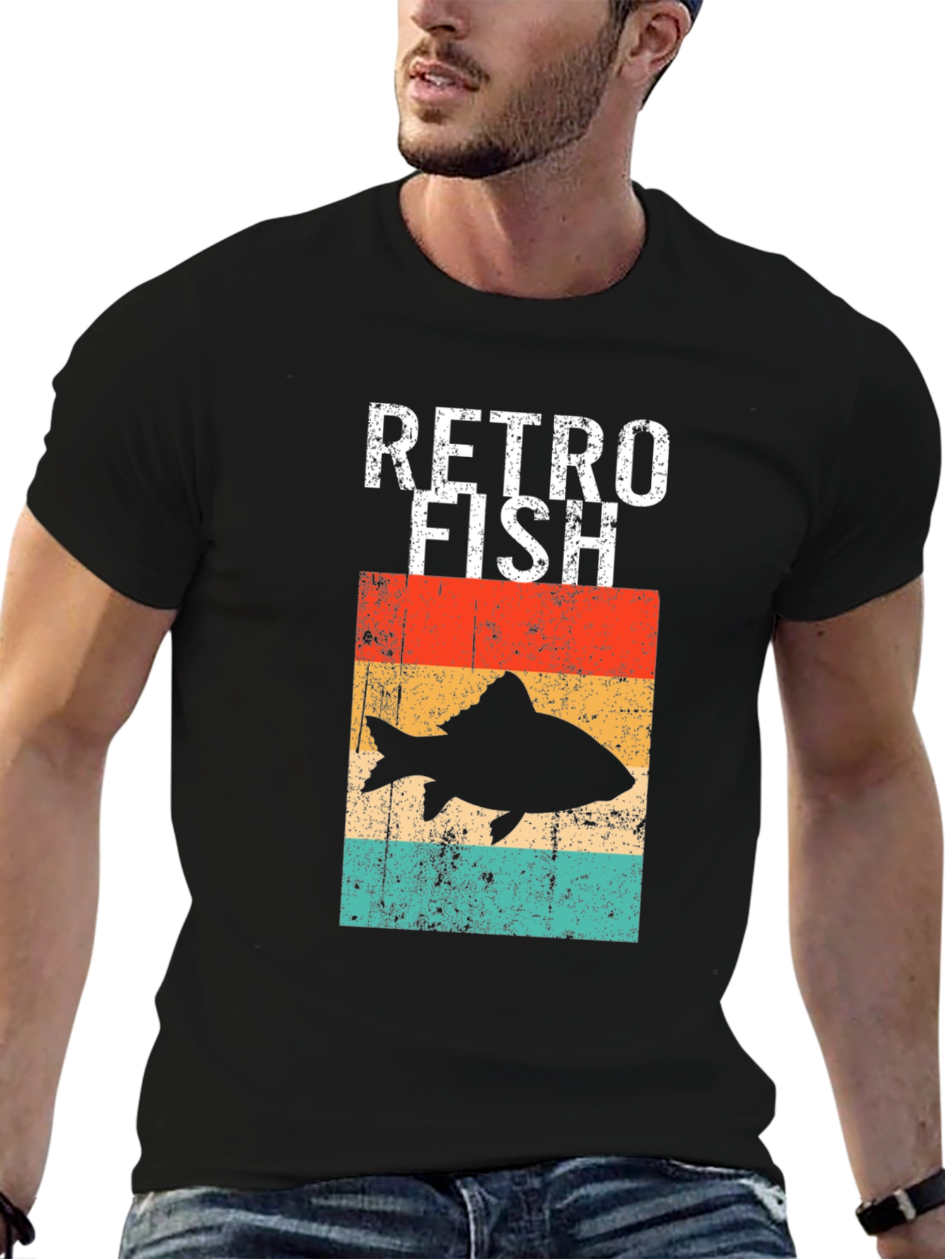 Retro Fish Graphic Tee - Black