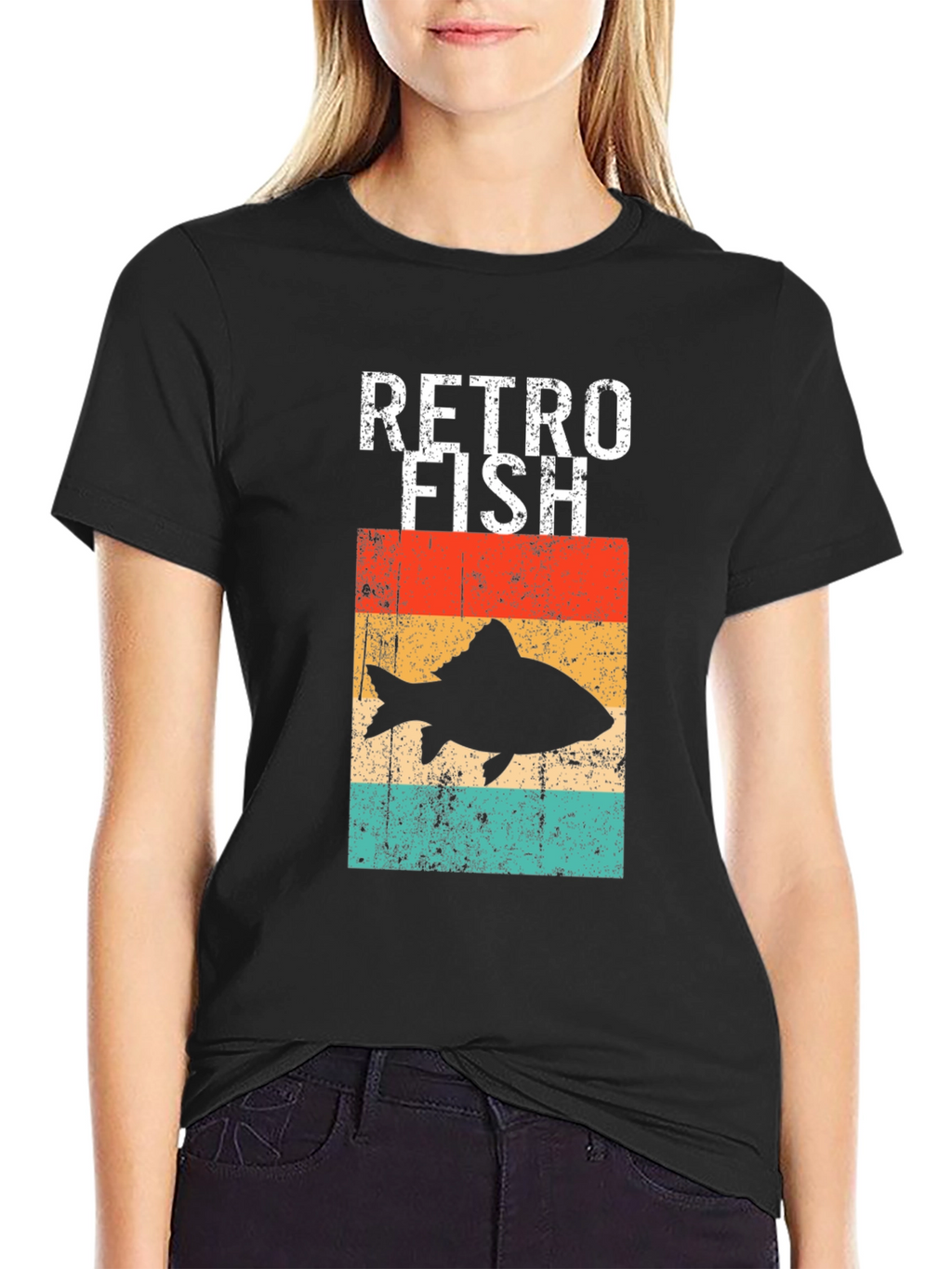 Retro Fish Graphic Tee - Black