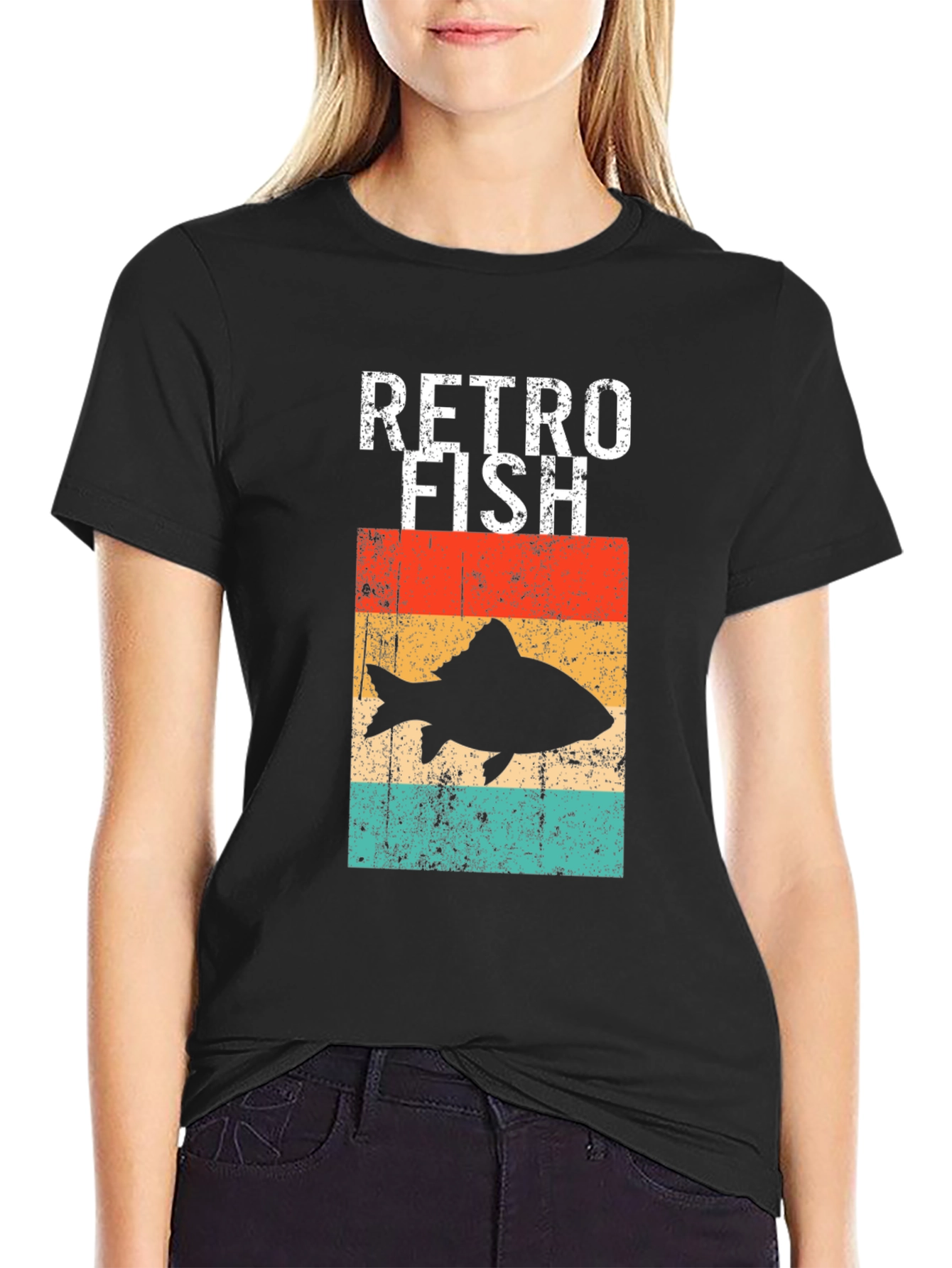 Retro Fish Graphic Tee - Black
