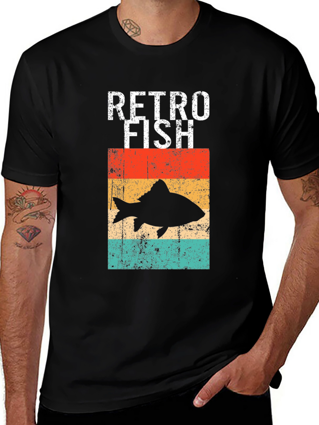 Retro Fish Graphic Tee - Black