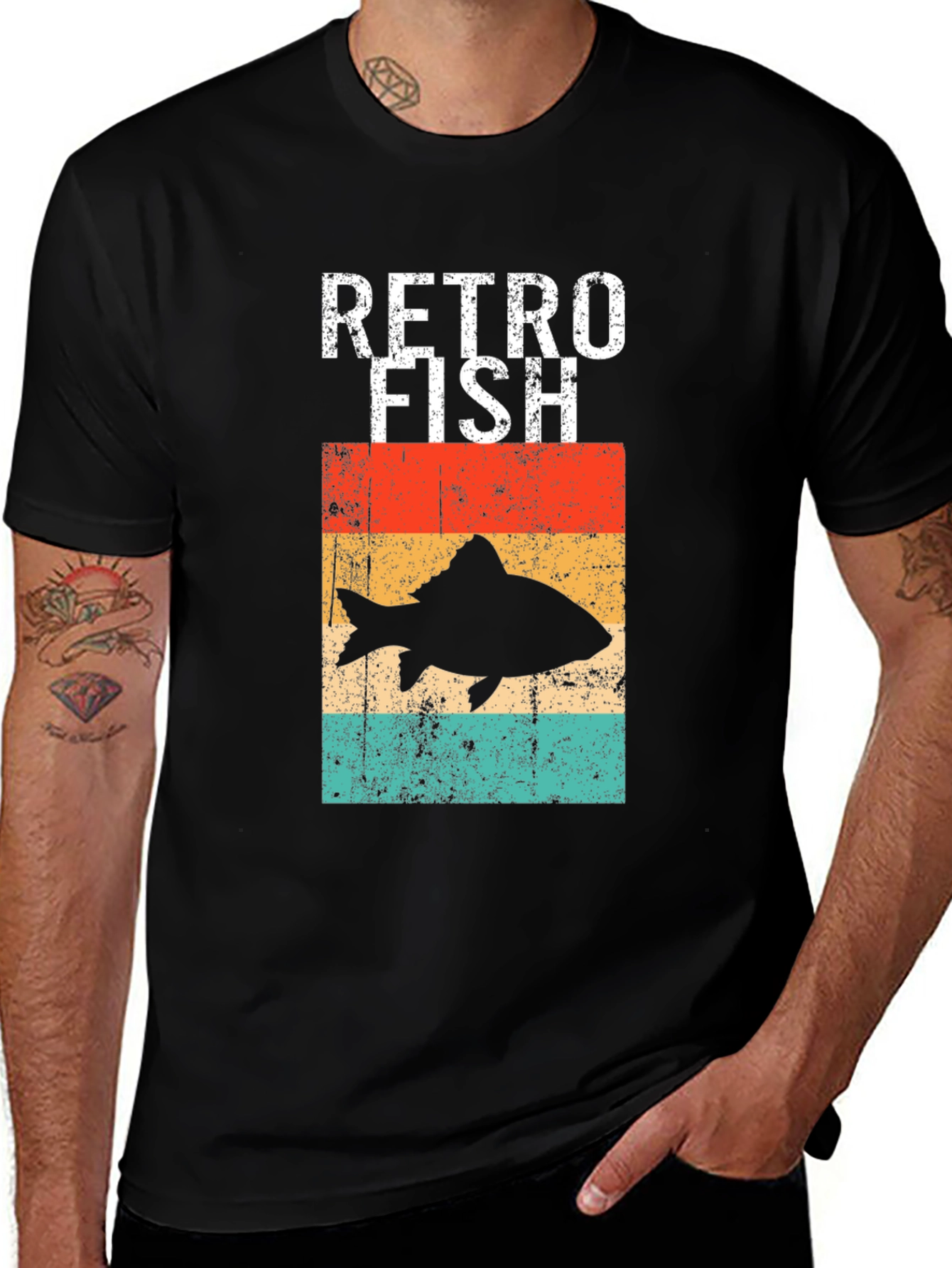 Retro Fish Graphic Tee - Black