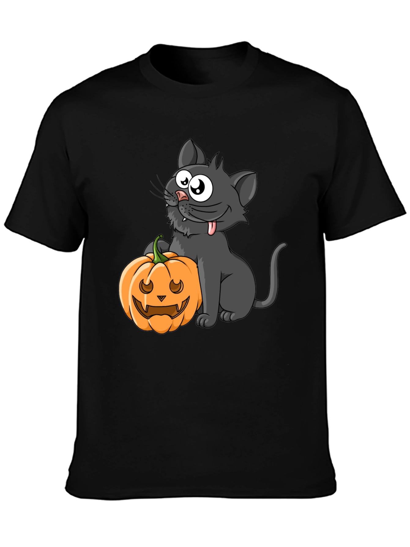 Halloween Cat & Pumpkin Graphic Tee