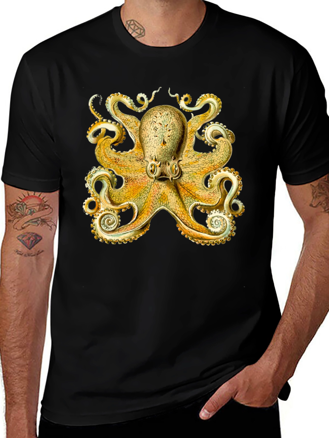 Vintage Octopus Graphic T-Shirt - Black