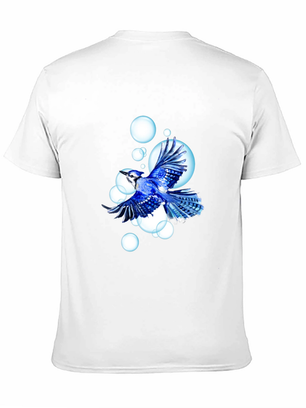 Blue Jay T-Shirt - Bird & Bubbles Design