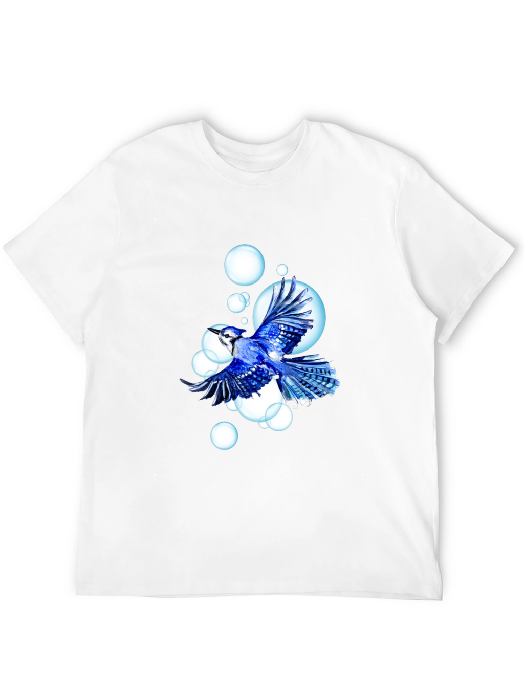Blue Jay T-Shirt - Bird & Bubbles Design
