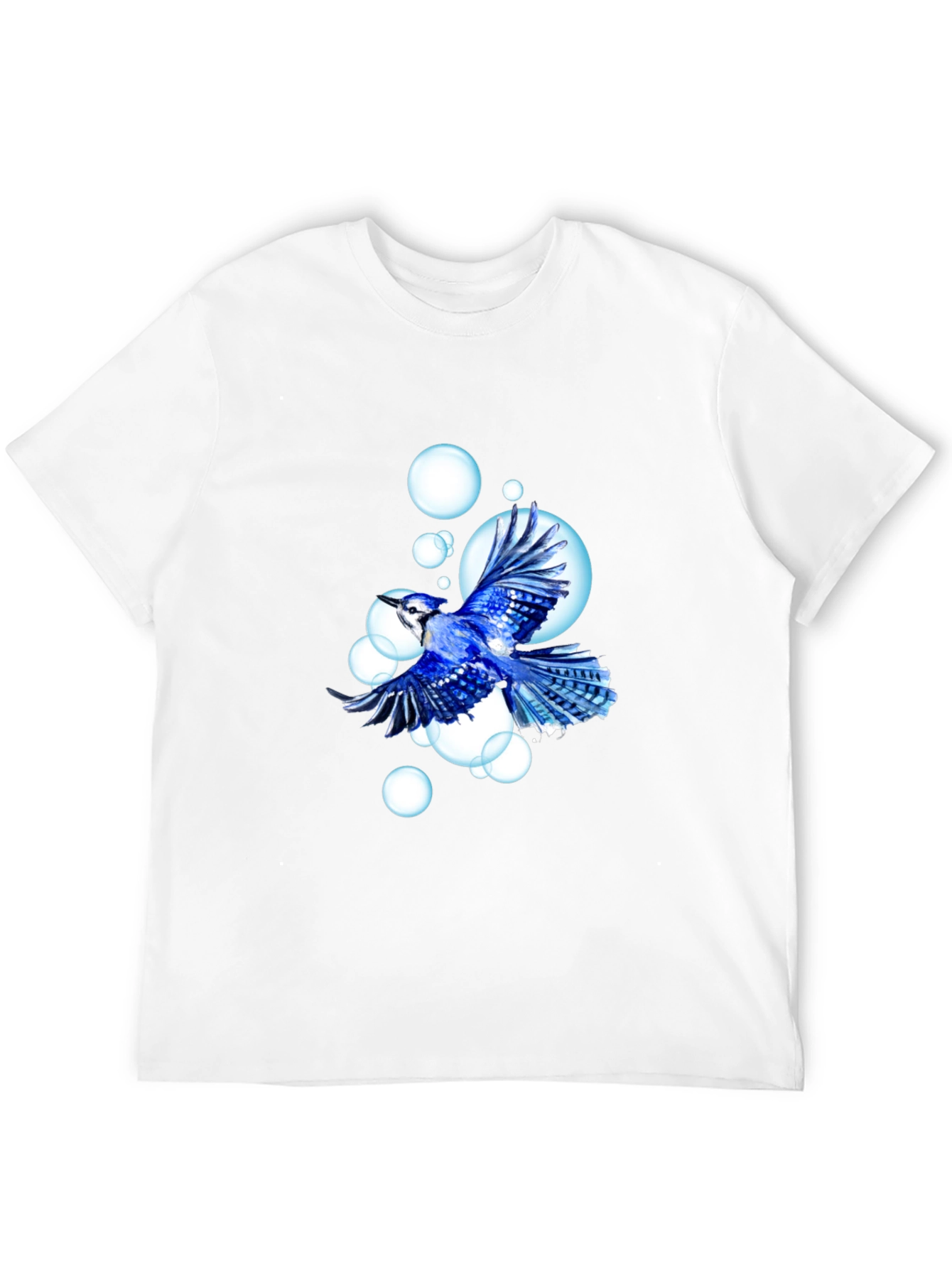Blue Jay T-Shirt - Bird & Bubbles Design