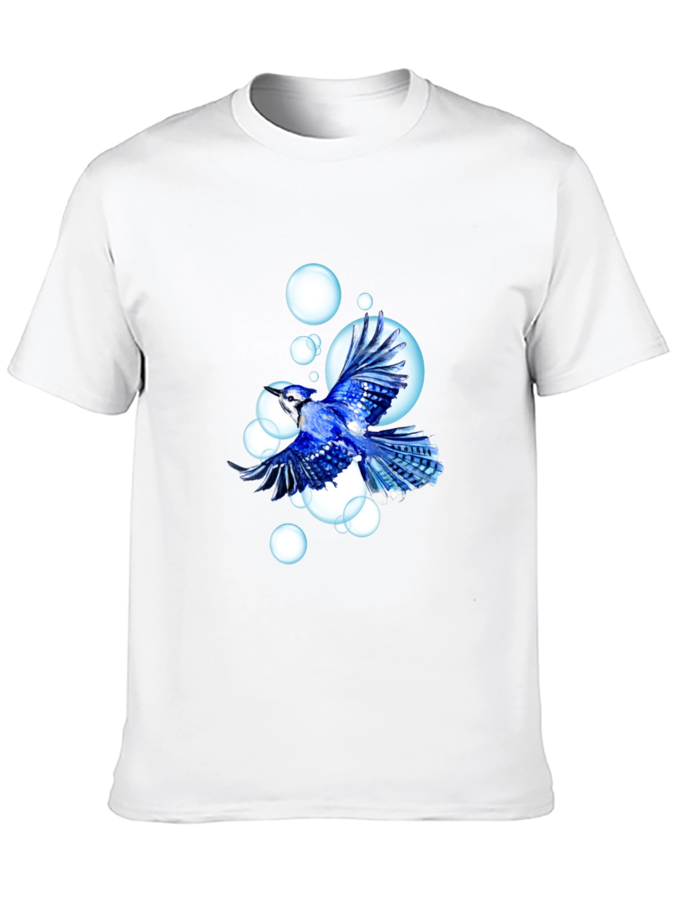 Blue Jay T-Shirt - Bird & Bubbles Design