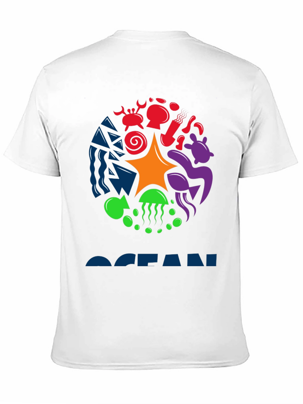 Ocean Life Graphic Tee - Black Cotton T-Shirt