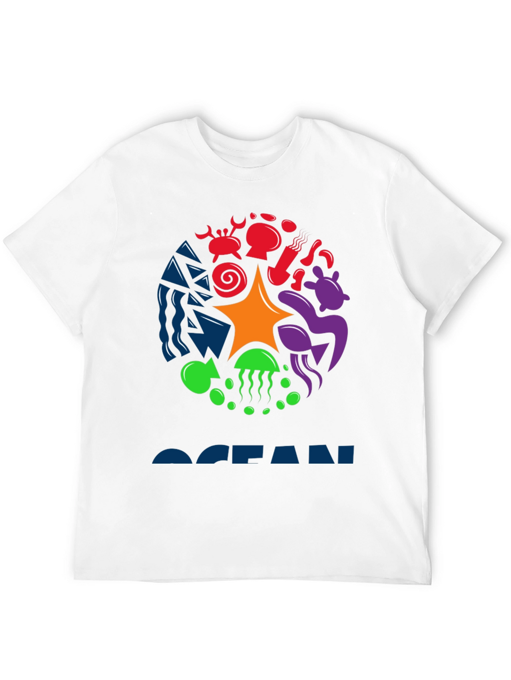 Ocean Life Graphic Tee - Black Cotton T-Shirt
