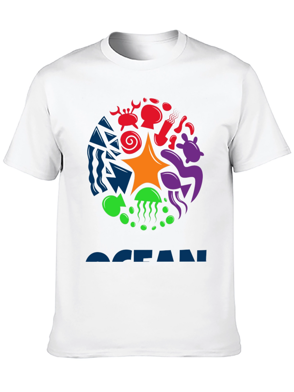 Ocean Life Graphic Tee - Black Cotton T-Shirt