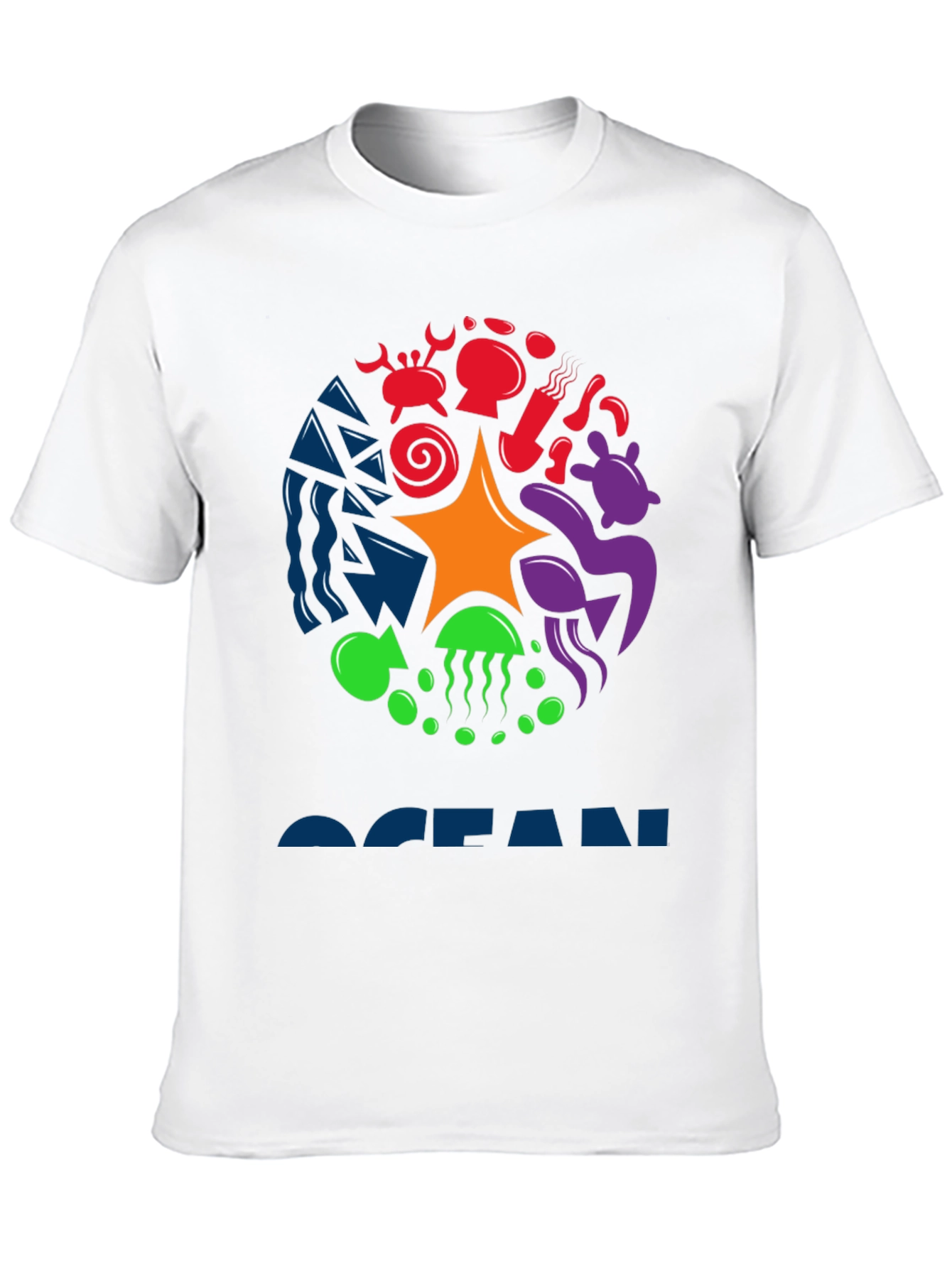 Ocean Life Graphic Tee - Black Cotton T-Shirt