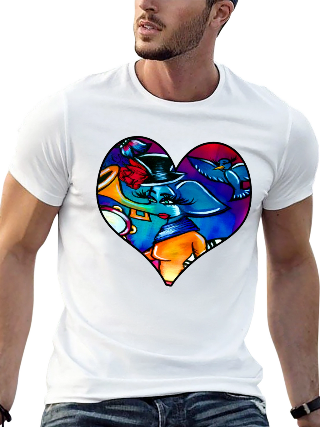 Heart Elephant Music Lover T-Shirt
